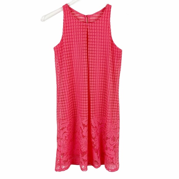 A. Byer Dresses & Skirts - A. Byer Coral Crochet Overlay Mini Dress